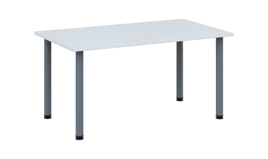 CRTR 140 jídelní stůl, kovová podnož stříbrná, deska 25 mm, 1394x800 mm, bílá